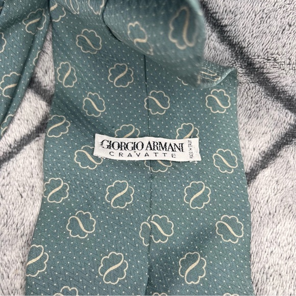 Giorgio Armani Cravatte Silk Green Patterned Tie H - Picture 3 of 4